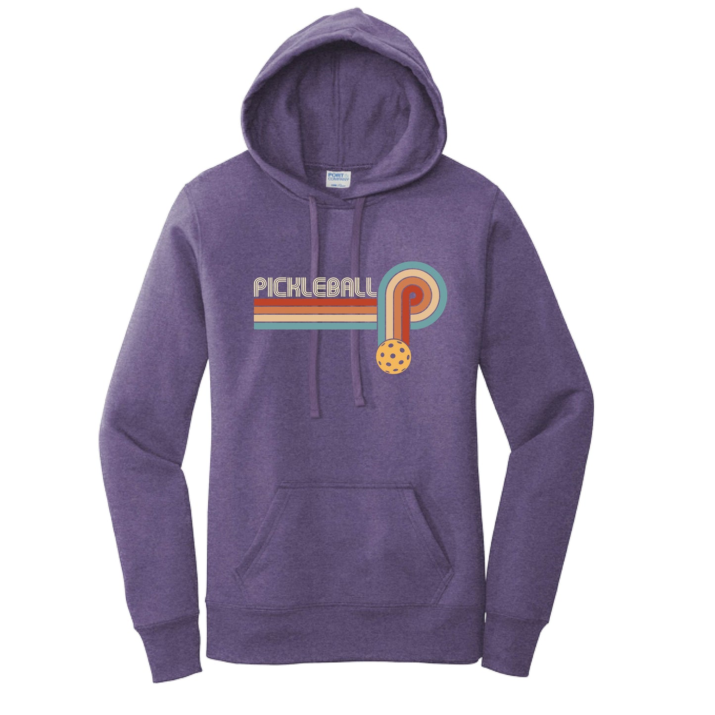 Retro Pickleball | Women’s Fitted Hoodie Pickleball Sweatshirt | 50% Cotton 50% Poly Fleece
