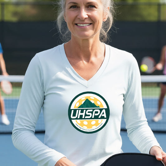 UHSPA Women’s Long Sleeve V-Neck Pickleball Performance T-Shirt | 100% Polyester