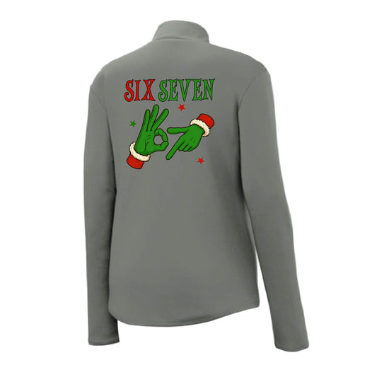 67 Grinch | Women's 1/4 Zip Performance Pullover Shirts | 100% Polyester
