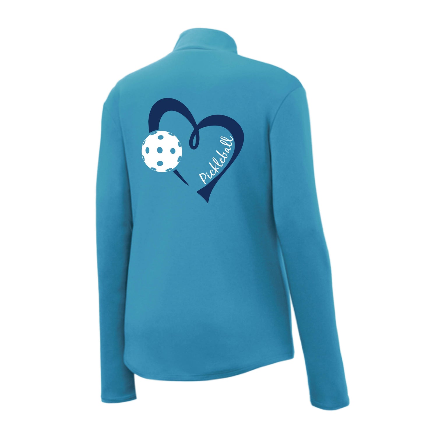 Pickleball Love (Navy) | Women's 1/4 Zip Pickleball Performance Pullover Shirts | 100% Polyester