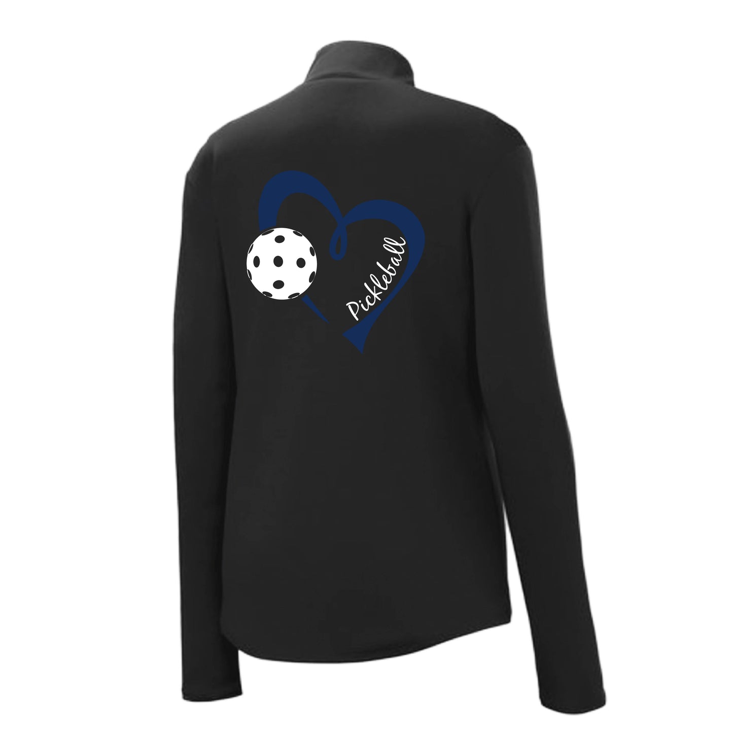 Pickleball Love (Navy) | Women's 1/4 Zip Pickleball Performance Pullover Shirts | 100% Polyester