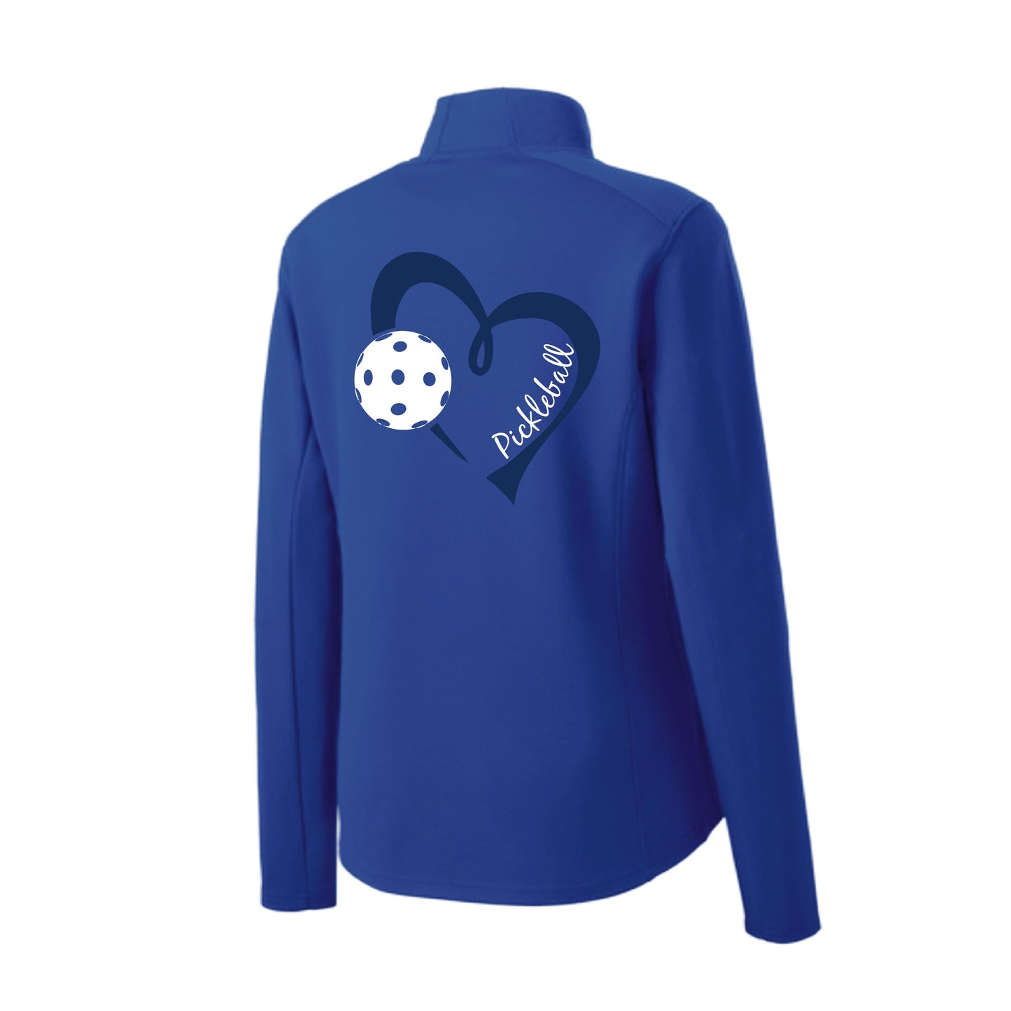 Pickleball Love (Navy) | Women's 1/4 Zip Pickleball Performance Pullover Shirts | 100% Polyester
