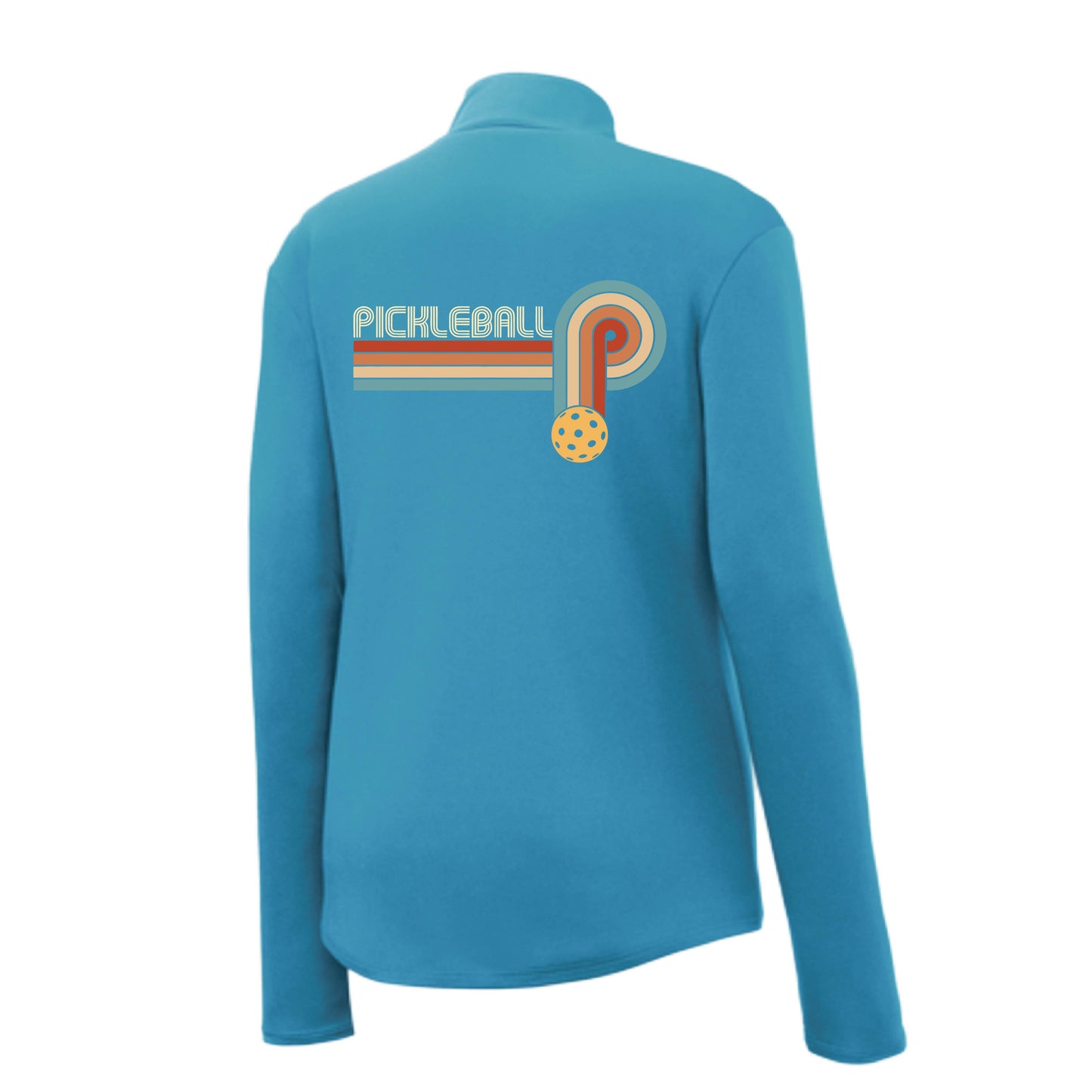 Retro Pickleball | Women's 1/4 Zip Performance Pullover Shirts | 100% Polyester