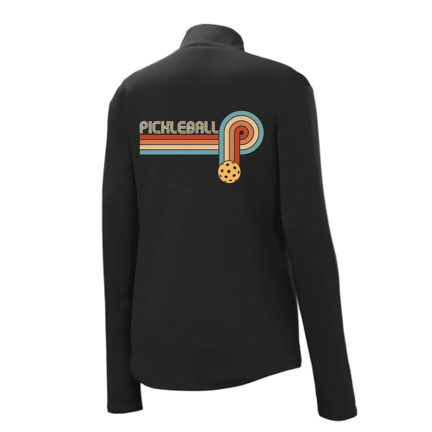 Retro Pickleball | Women's 1/4 Zip Performance Pullover Shirts | 100% Polyester