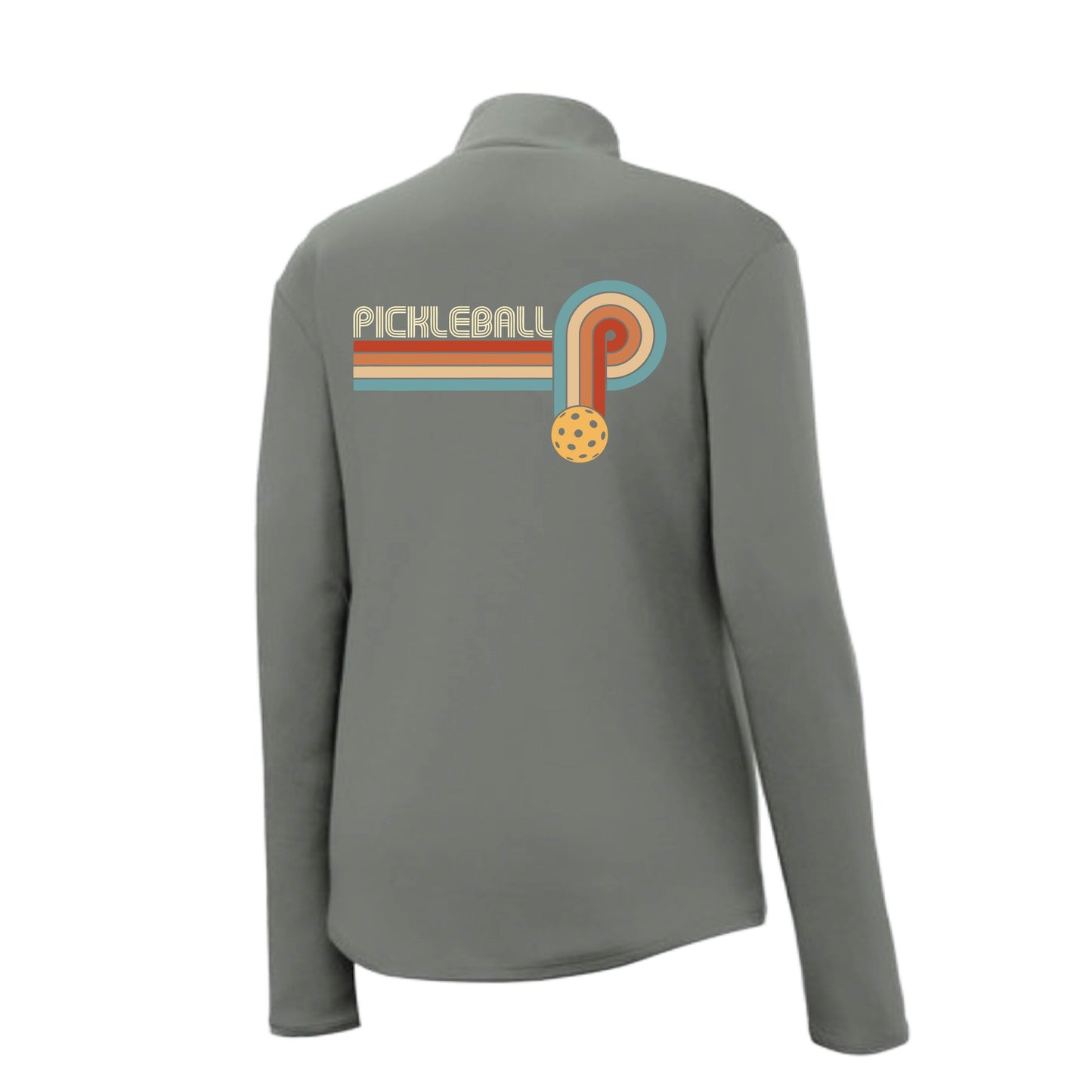 Retro Pickleball | Women's 1/4 Zip Performance Pullover Shirts | 100% Polyester