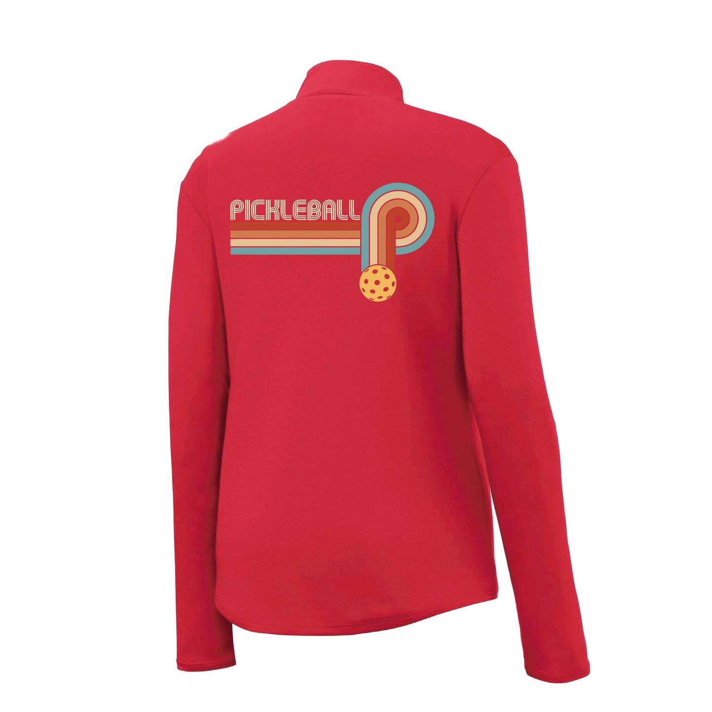 Retro Pickleball | Women's 1/4 Zip Performance Pullover Shirts | 100% Polyester