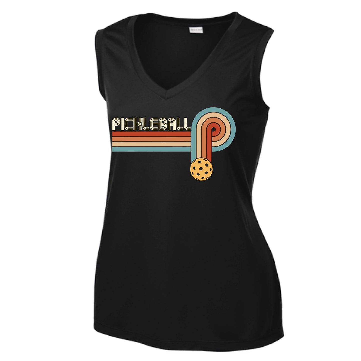 Retro Pickleball | Women’s Sleeveless Athletic Performance T-Shirt | 100% Polyester