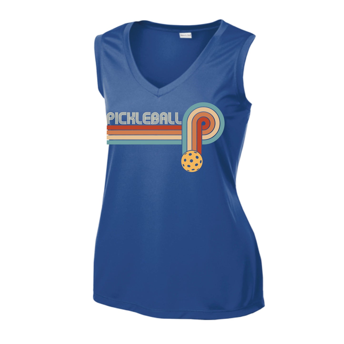 Retro Pickleball | Women’s Sleeveless Athletic Performance T-Shirt | 100% Polyester