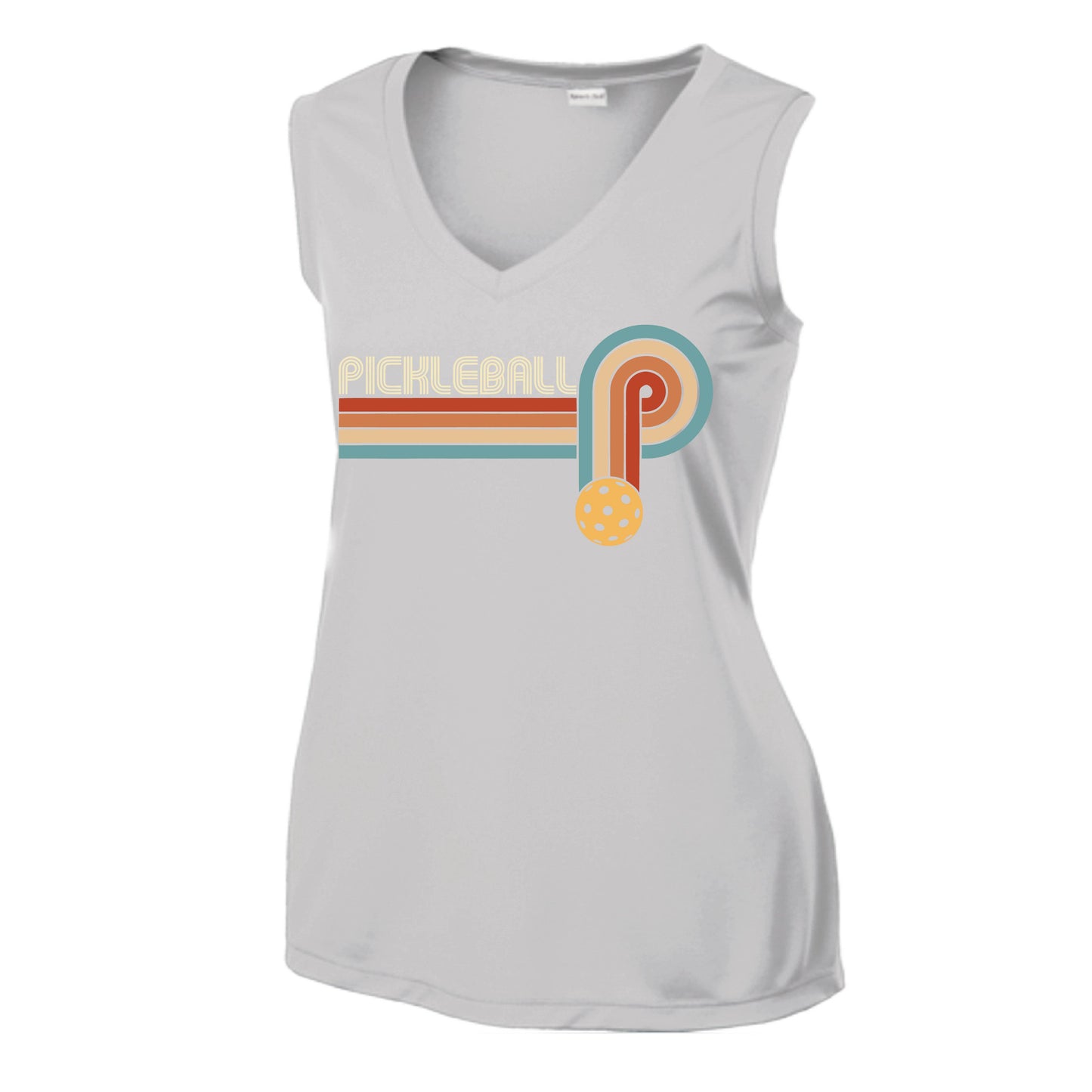 Retro Pickleball | Women’s Sleeveless Athletic Performance T-Shirt | 100% Polyester