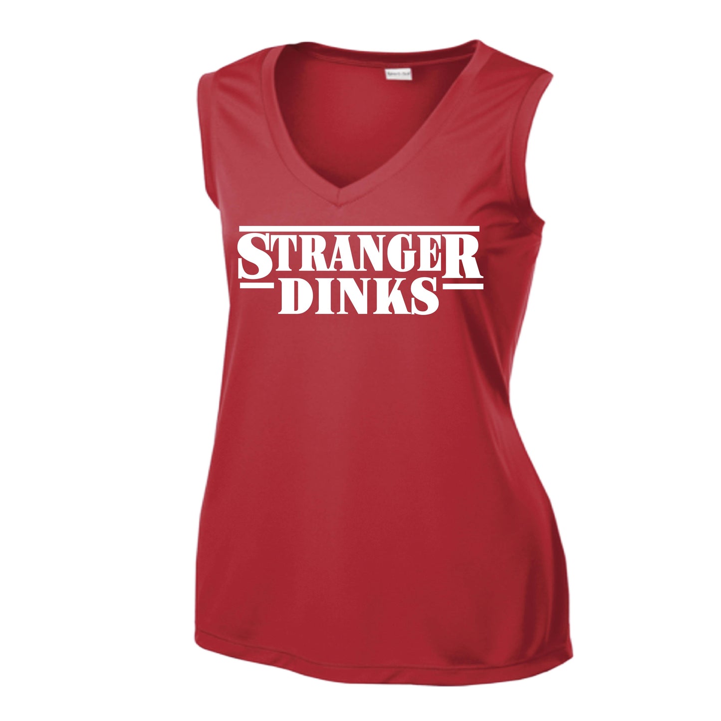 Stranger Dinks | Women’s Sleeveless Athletic Performance T-Shirt | 100% Polyester