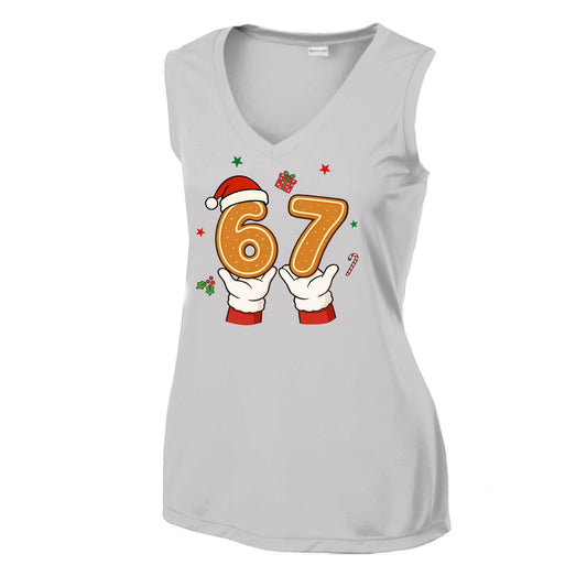 67 Christmas | Women’s Sleeveless Athletic Performance T-Shirt | 100% Polyester