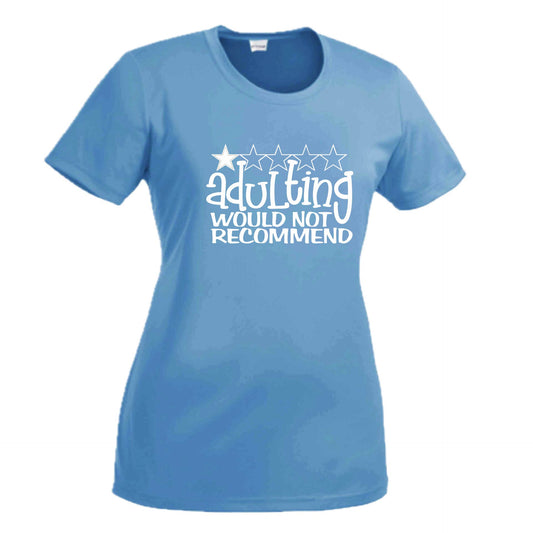 Adulting 1 Star Would Not Recommend | Women's Short Sleeve Crewneck T-Shirts | 100% Polyester