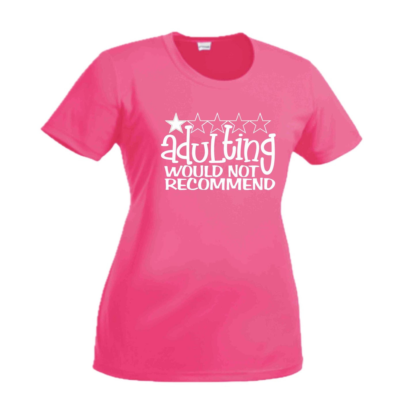 Adulting 1 Star Would Not Recommend | Women's Short Sleeve Crewneck T-Shirts | 100% Polyester