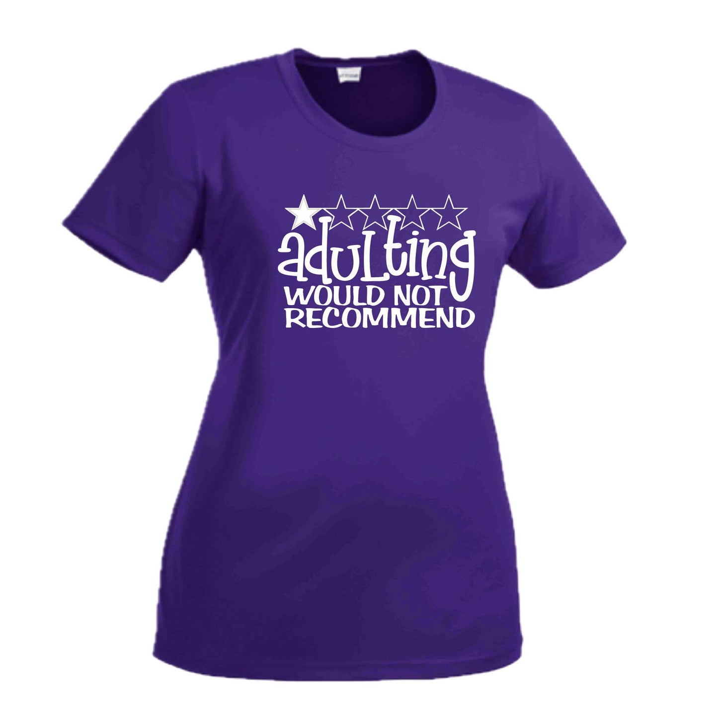 Adulting 1 Star Would Not Recommend | Women's Short Sleeve Crewneck T-Shirts | 100% Polyester