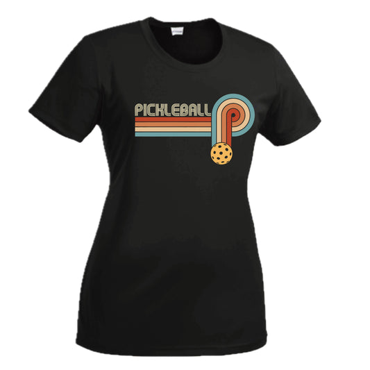 Retro Pickleball | Women's Short Sleeve Crewneck T-Shirts | 100% Polyester