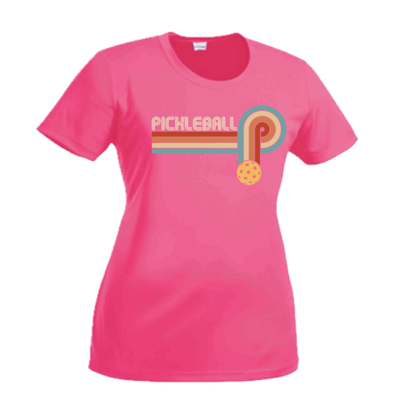 Retro Pickleball | Women's Short Sleeve Crewneck T-Shirts | 100% Polyester