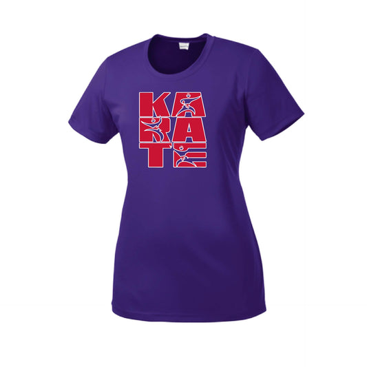 Karate Stacked | Women's Short Sleeve Karate Crewneck T-Shirts | 100% Polyester