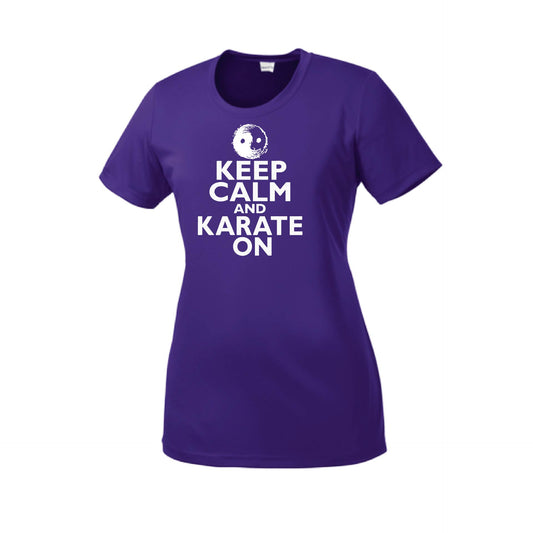 Keep Calm and Karate On | Women's Short Sleeve Karate Crewneck T-Shirts | 100% Polyester