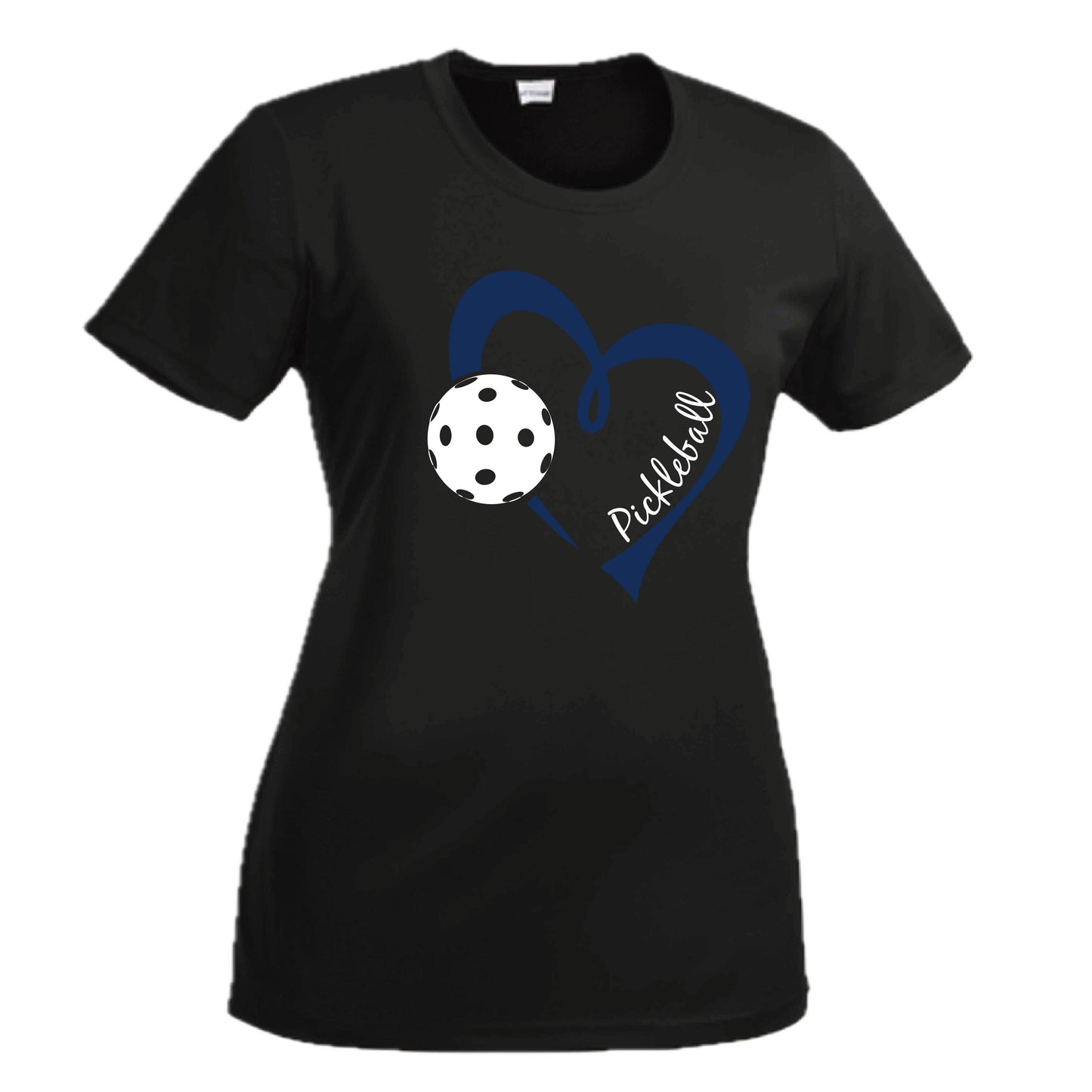 Pickleball Love (Navy) | Women's Short Sleeve Pickleball Crewneck T-Shirts | 100% Polyester