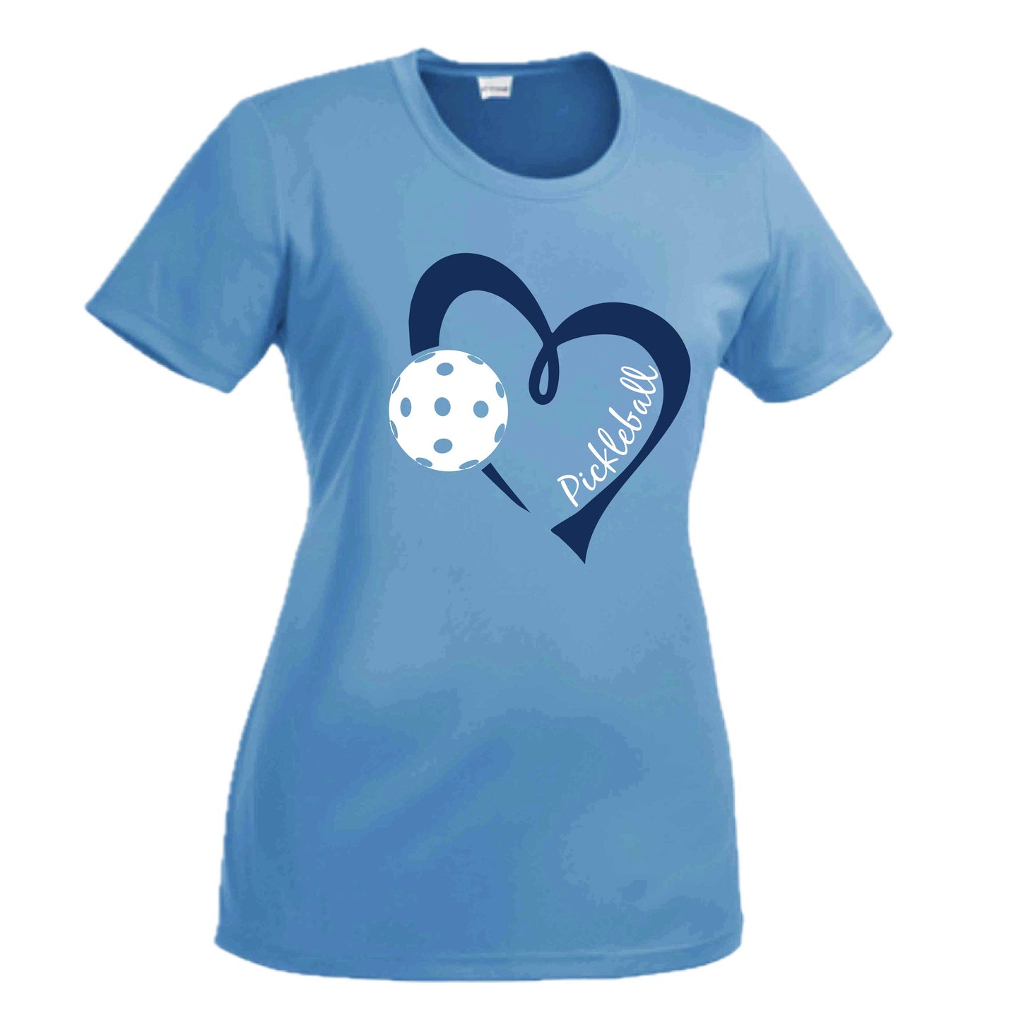 Pickleball Love (Navy) | Women's Short Sleeve Pickleball Crewneck T-Shirts | 100% Polyester
