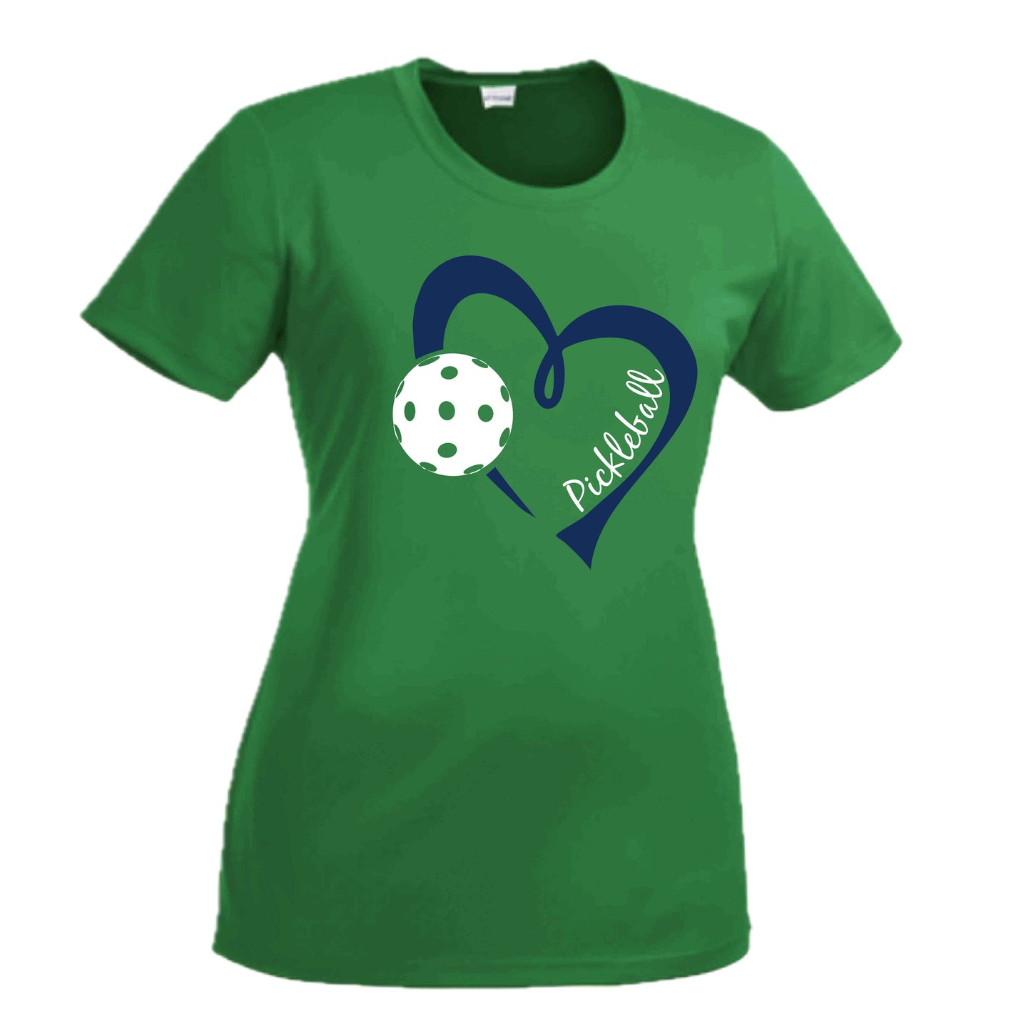 Pickleball Love (Navy) | Women's Short Sleeve Pickleball Crewneck T-Shirts | 100% Polyester