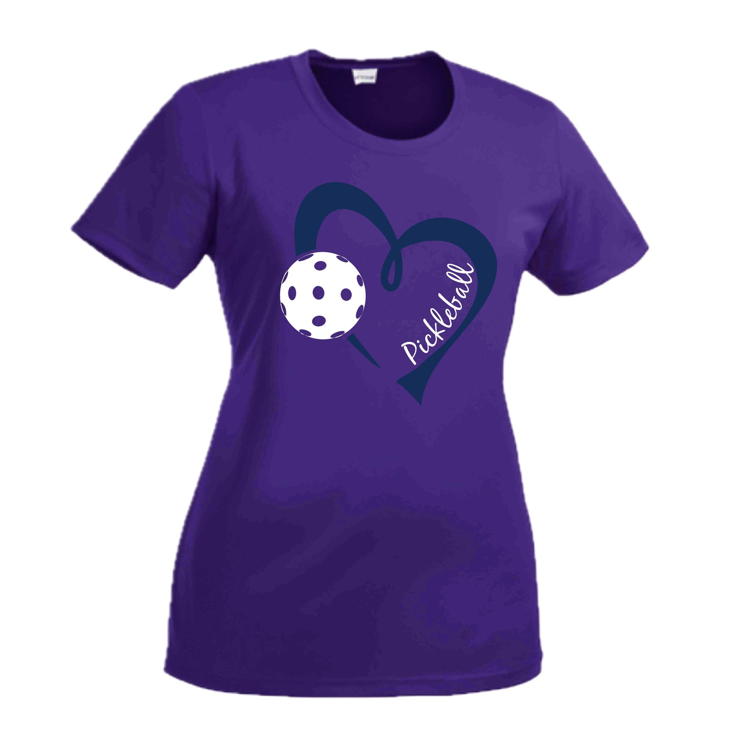 Pickleball Love (Navy) | Women's Short Sleeve Pickleball Crewneck T-Shirts | 100% Polyester
