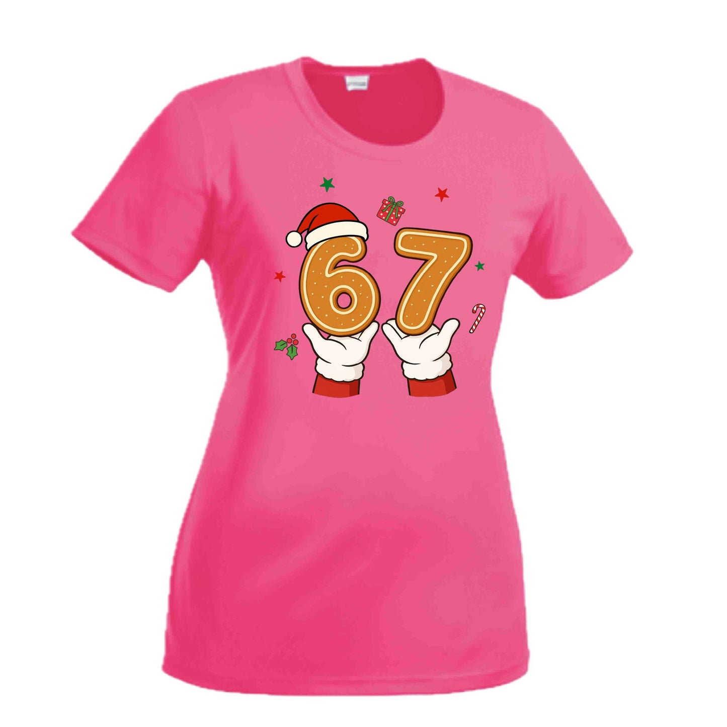 67 Christmas | Women's Short Sleeve Crewneck T-Shirts | 100% Polyester