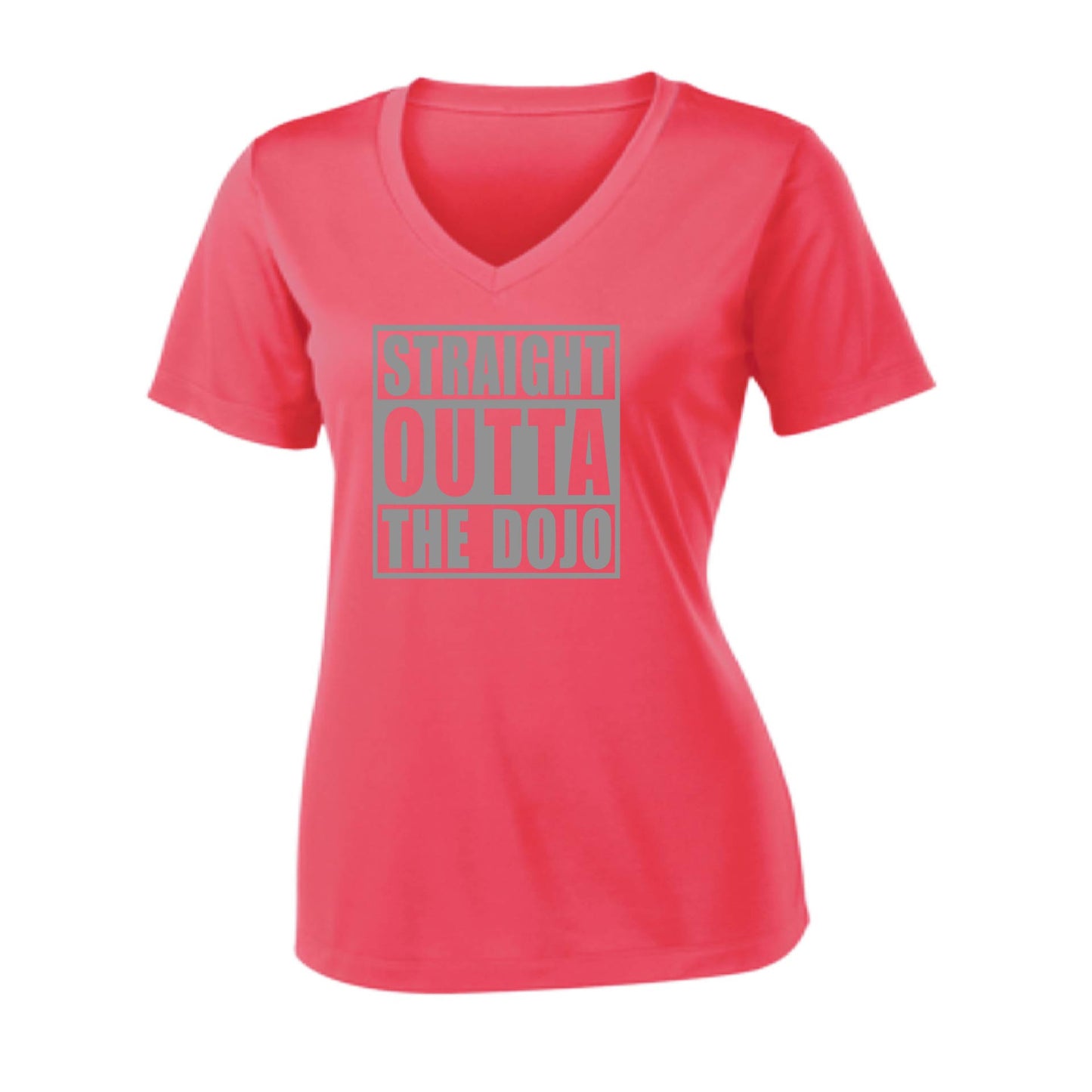 Straight Otta the Dojo | Women's Short Sleeve V-Neck Karate Performance T-Shirts | 100% Polyester