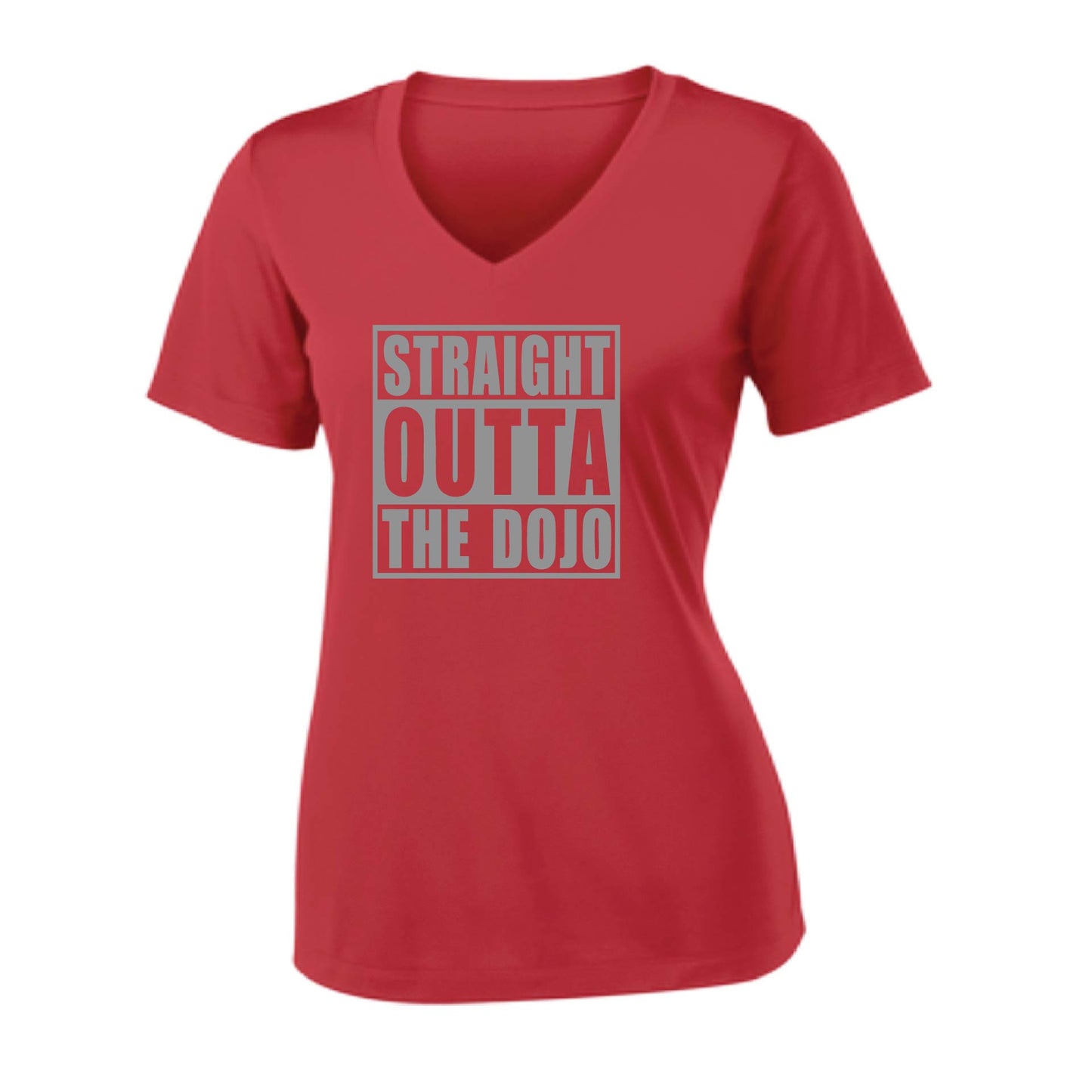 Straight Otta the Dojo | Women's Short Sleeve V-Neck Karate Performance T-Shirts | 100% Polyester