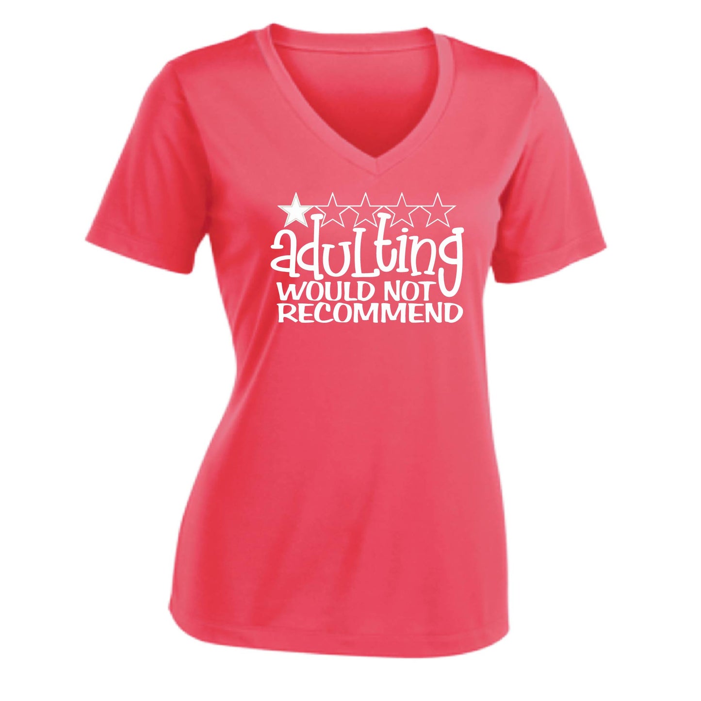 Adulting 1 Star Would Not Recommend | Women's Short Sleeve V-Neck Performance T-Shirts | 100% Polyester