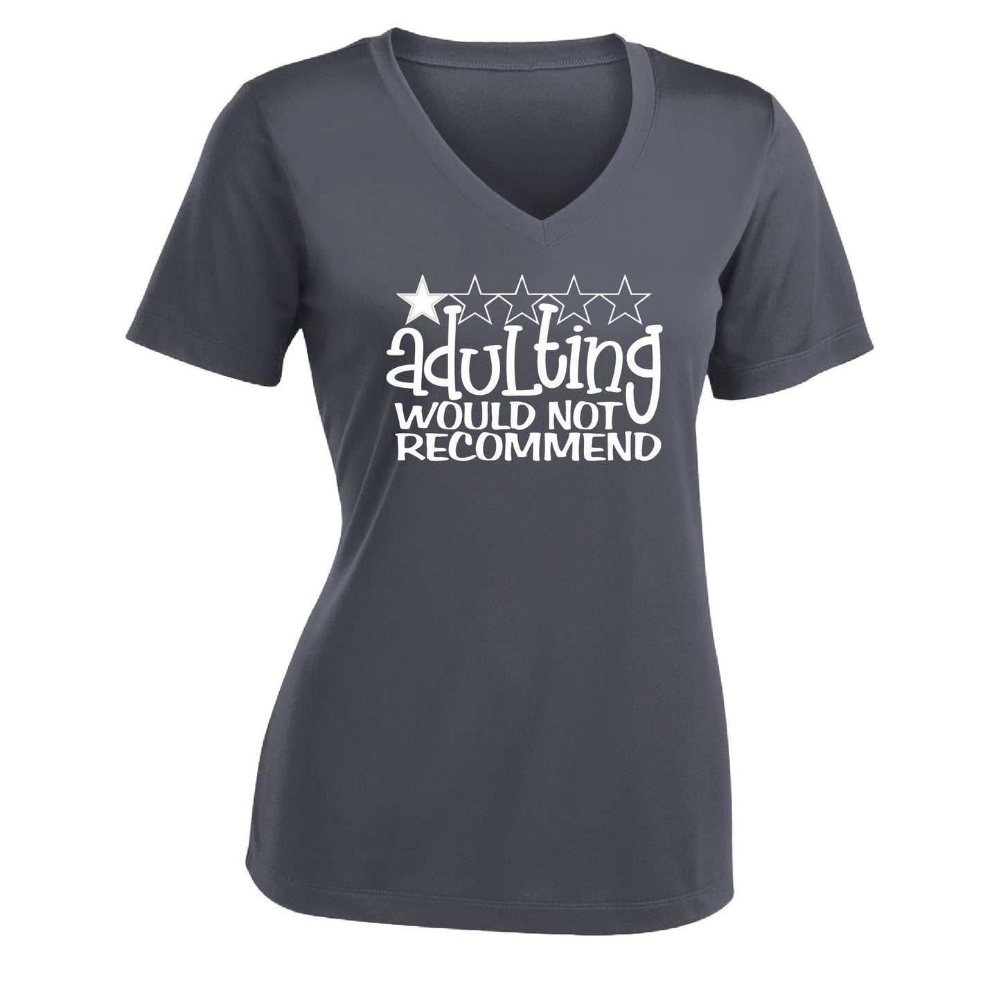 Adulting 1 Star Would Not Recommend | Women's Short Sleeve V-Neck Performance T-Shirts | 100% Polyester