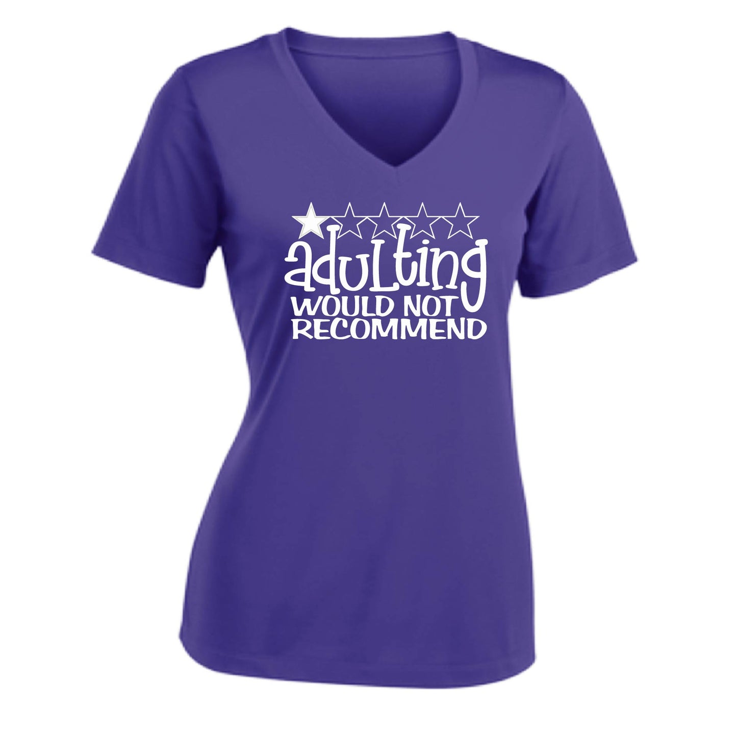 Adulting 1 Star Would Not Recommend | Women's Short Sleeve V-Neck Performance T-Shirts | 100% Polyester