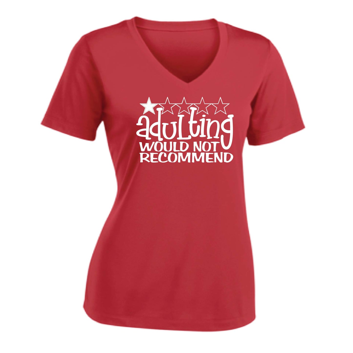 Adulting 1 Star Would Not Recommend | Women's Short Sleeve V-Neck Performance T-Shirts | 100% Polyester