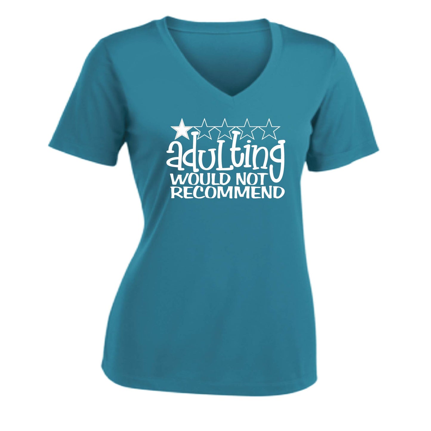 Adulting 1 Star Would Not Recommend | Women's Short Sleeve V-Neck Performance T-Shirts | 100% Polyester