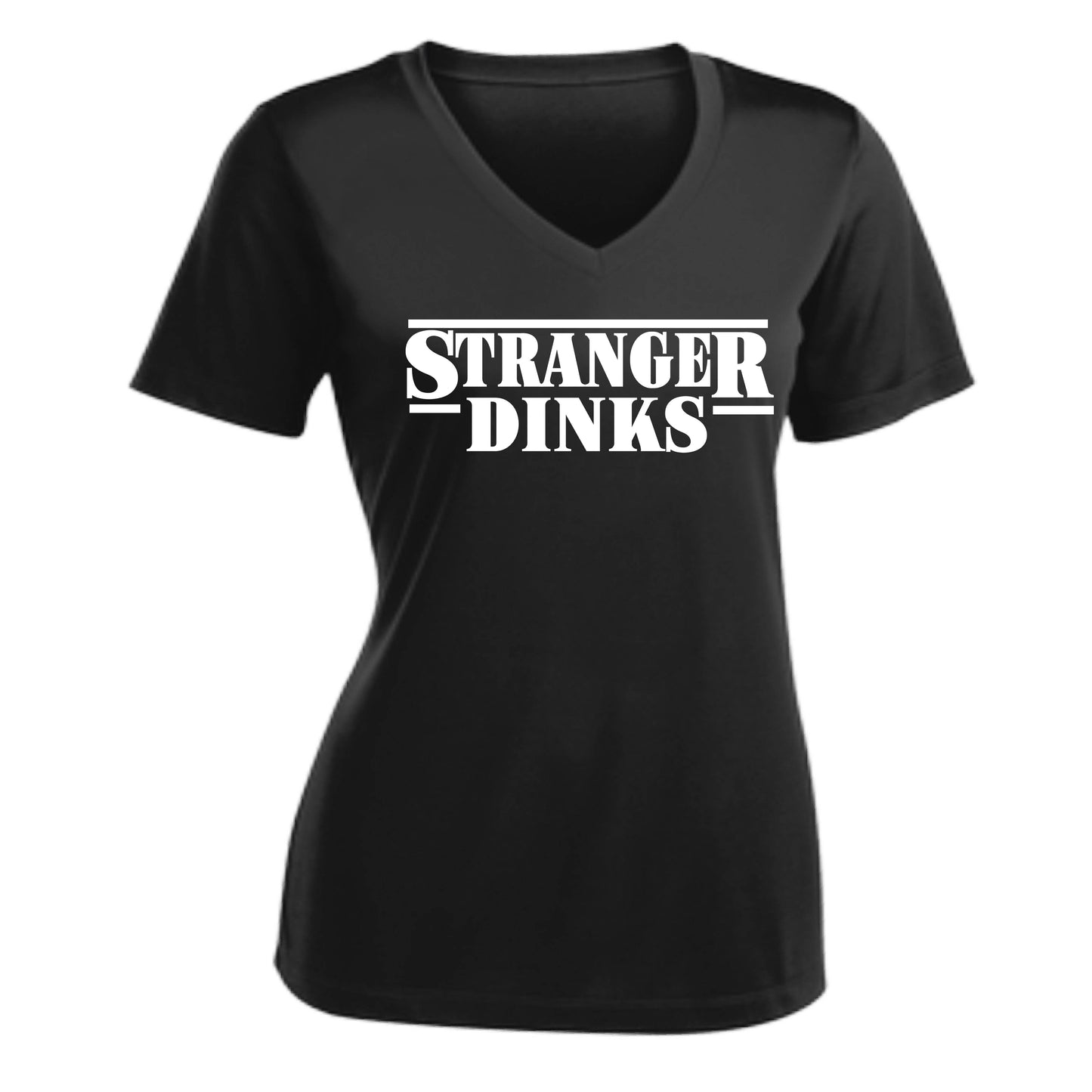 Stranger Dinks | Women's Short Sleeve V-Neck Performance T-Shirts | 100% Polyester