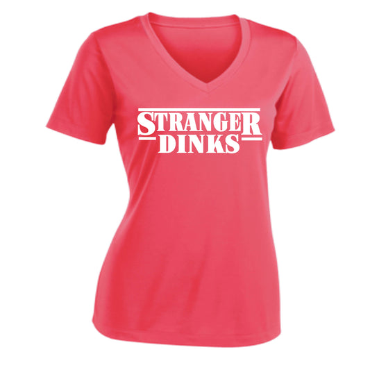Stranger Dinks | Women's Short Sleeve V-Neck Performance T-Shirts | 100% Polyester