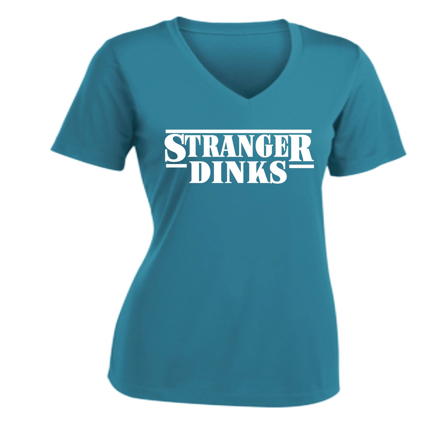 Stranger Dinks | Women's Short Sleeve V-Neck Performance T-Shirts | 100% Polyester