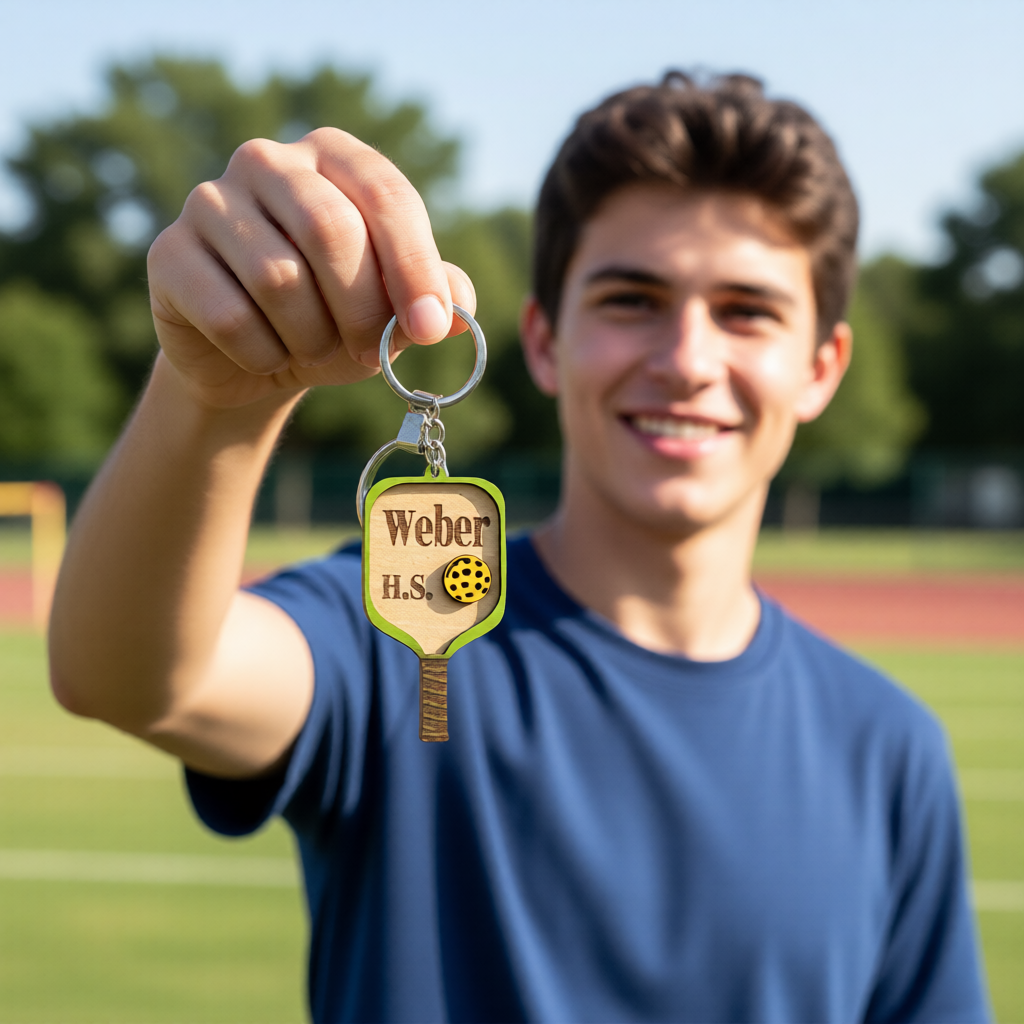 Set of 10 Weber Custom Pickleball Paddle Keychain, Personalized Balsa Wood Keychain, Pickleball Player Gift, Pickleball Team Gift, Paddle Bag Charm