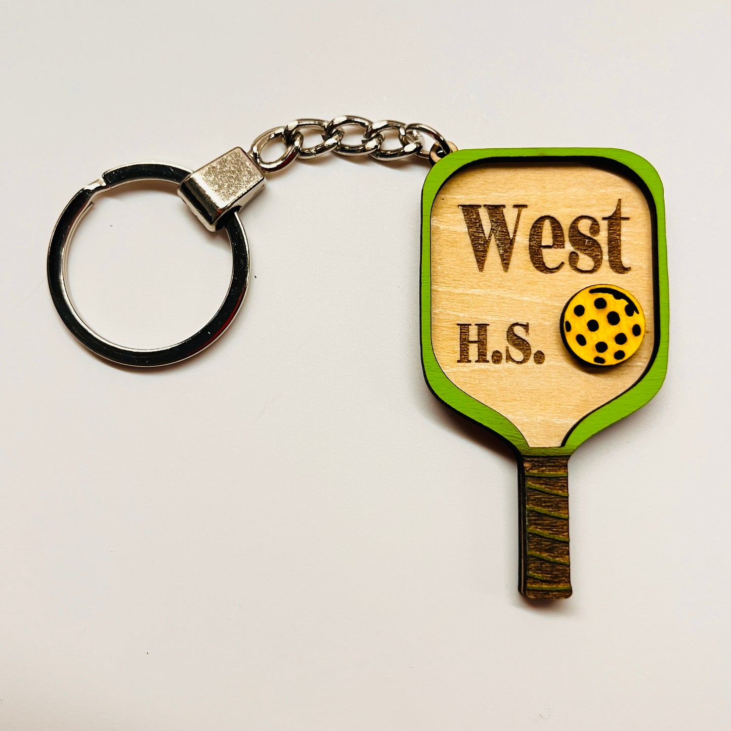 Set of 10 West Custom Pickleball Paddle Keychain Personalized Balsa Wood Keychain Pickleball Player Gift Pickleball Team Gift Paddle Bag Charm