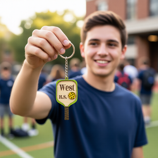 Set of 10 West Custom Pickleball Paddle Keychain Personalized Balsa Wood Keychain Pickleball Player Gift Pickleball Team Gift Paddle Bag Charm