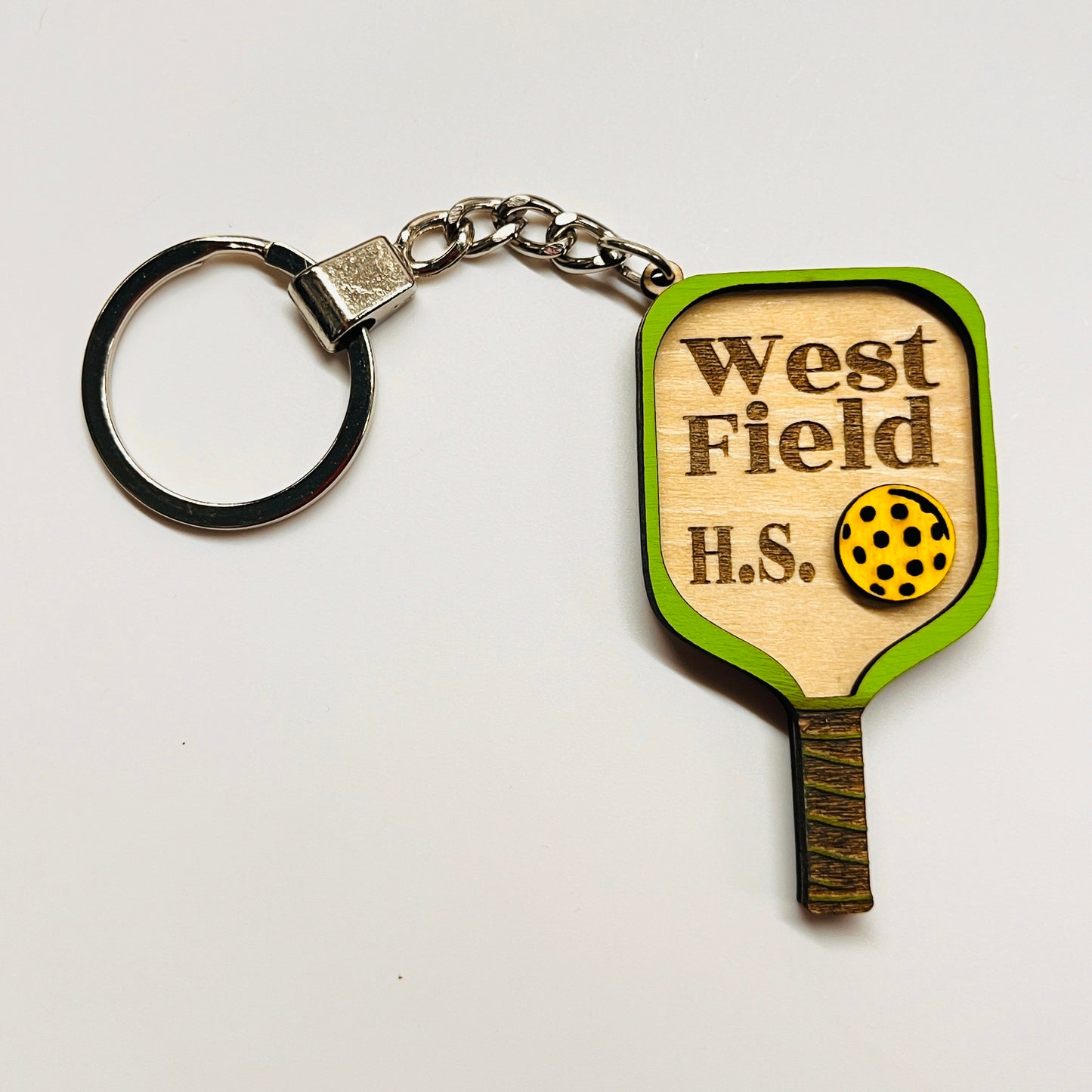 Set of 10 West Field Custom Pickleball Paddle Keychain Personalized Balsa Wood Keychain Pickleball Player Gift Pickleball Team Gift Paddle Bag Charm