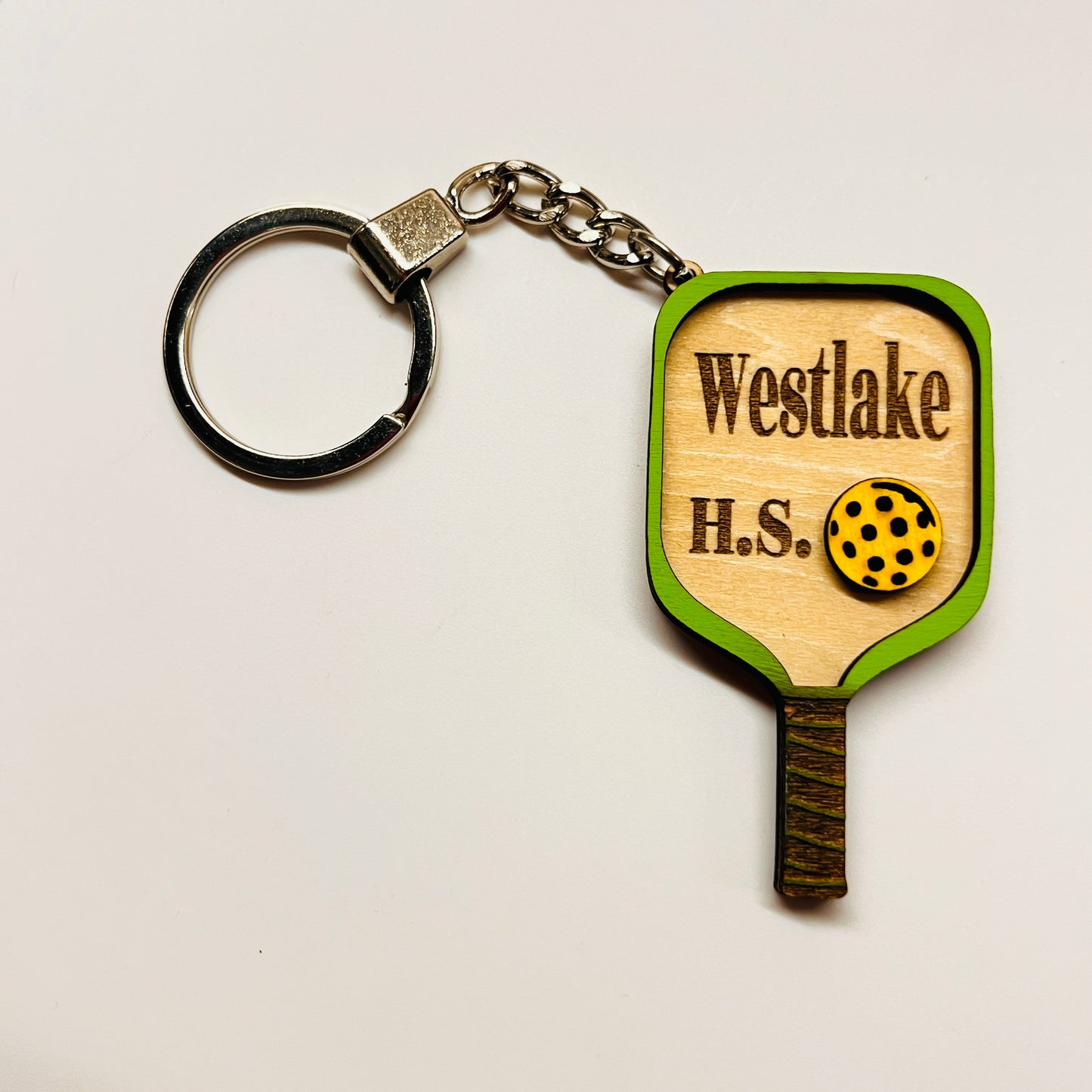 Set of 10 Westlake Custom Pickleball Paddle Keychain Personalized Balsa Wood Keychain Pickleball Player Gift Pickleball Team Gift Paddle Bag Charm