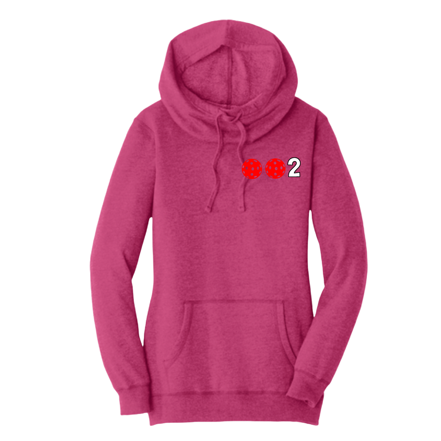 002 With Pickleballs (Red White Yellow) | Women’s Cowl-Neck Hoodie Pickleball Sweatshirt | 55% Cotton 45% Poly Fleece