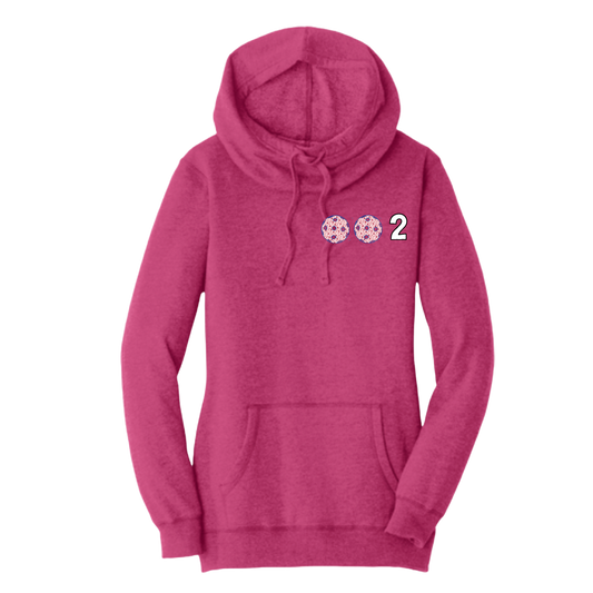 002 With Pickleballs (Stars) | Women’s Cowl-Neck Hoodie Pickleball Sweatshirt | 55% Cotton 45% Poly Fleece