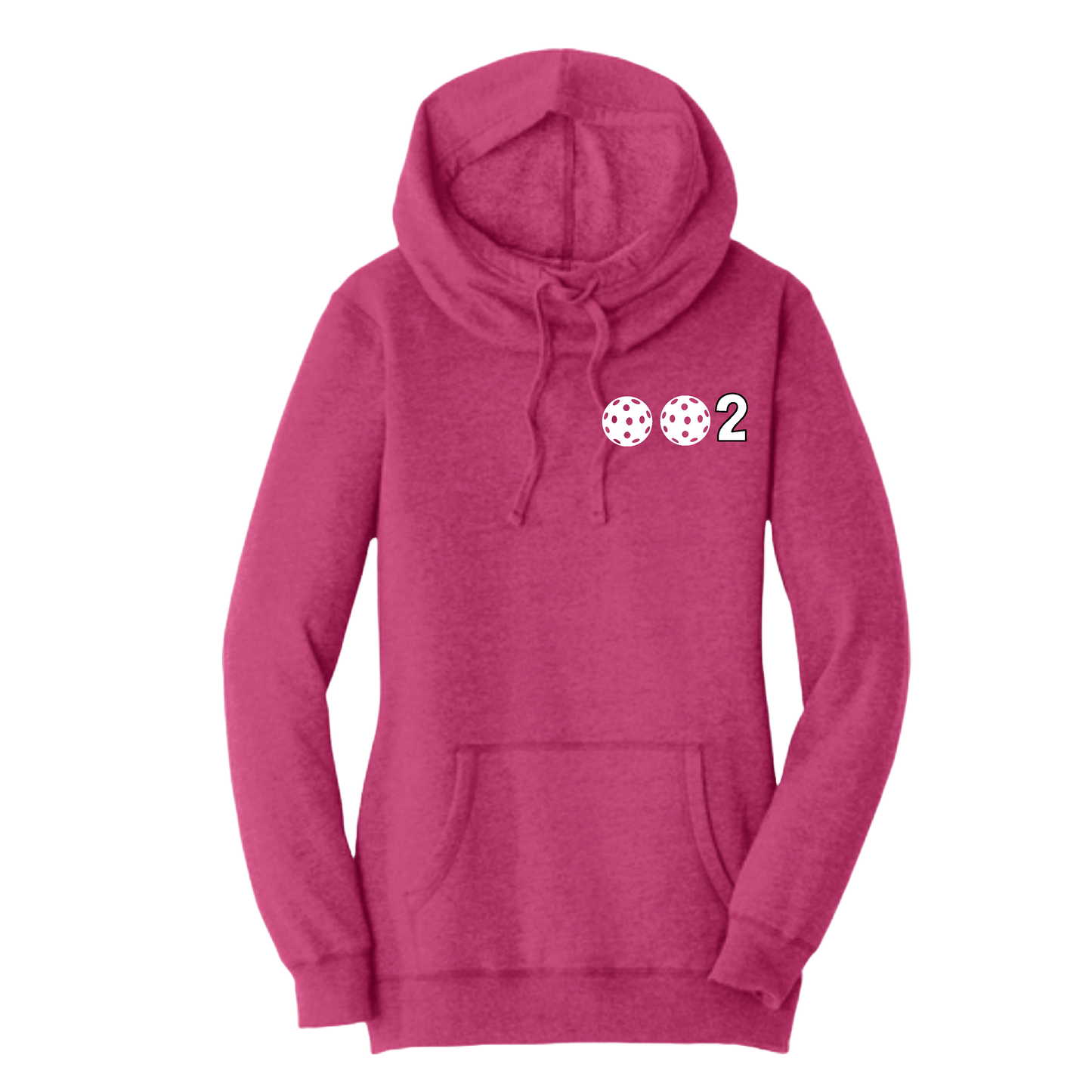 002 With Pickleballs (Red White Yellow) | Women’s Cowl-Neck Hoodie Pickleball Sweatshirt | 55% Cotton 45% Poly Fleece