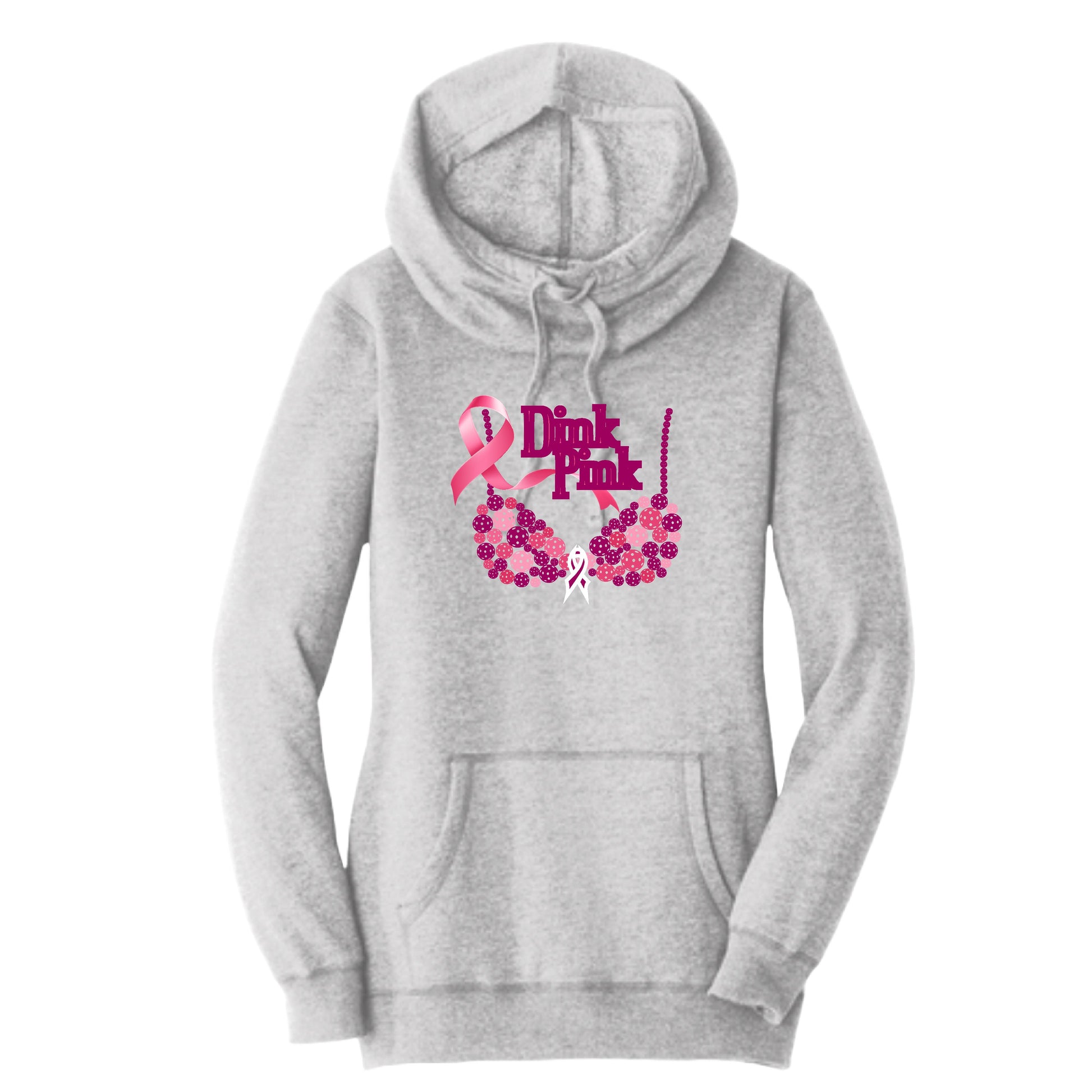 Dink Pink | Women’s Cowl-Neck Hoodie Pickleball Sweatshirt | 55% Cotton 45% Poly Fleece
