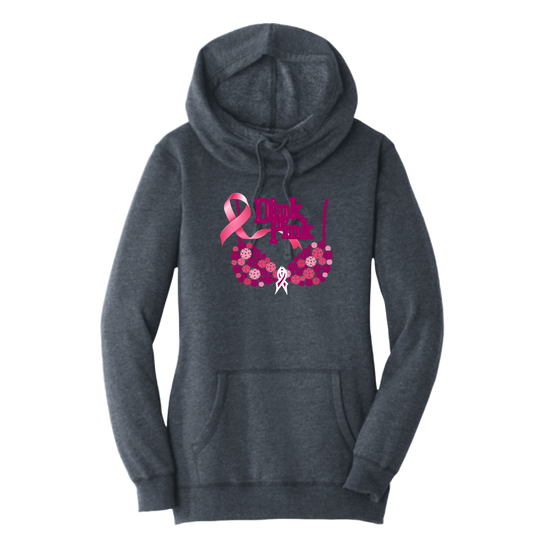 Dink Pink | Women’s Cowl-Neck Hoodie Pickleball Sweatshirt | 55% Cotton 45% Poly Fleece