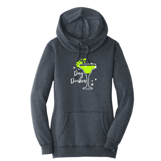 Day Dinker Pickleball Lime | Women’s Cowl-Neck Hoodie Pickleball Sweatshirt | 55% Cotton 45% Poly Fleece