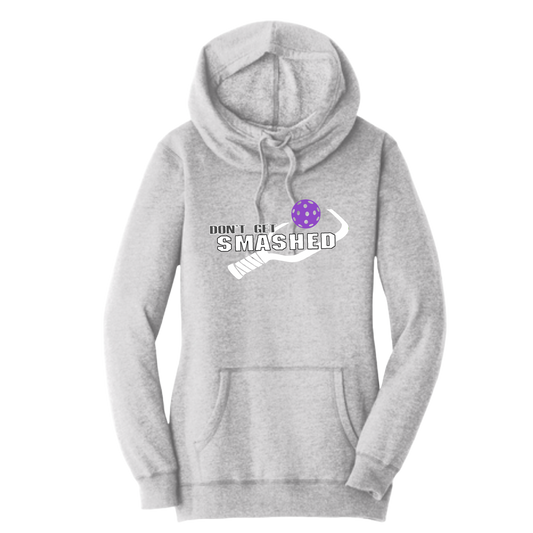 Don't Get Smashed With Pickleballs (Pink Purple Rainbow) | Women’s Cowl-Neck Hoodie Pickleball Sweatshirt | 55% Cotton 45% Poly Fleece