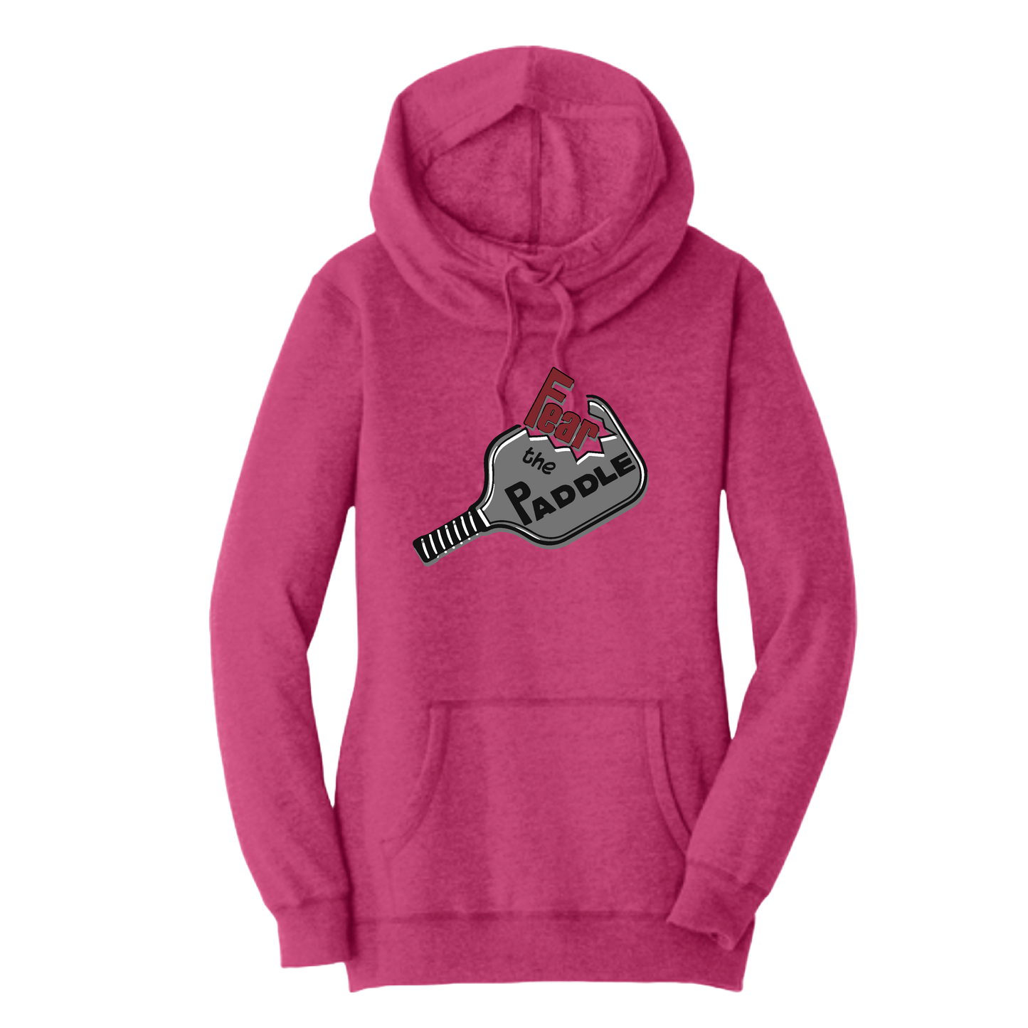 Fear The Paddle | Women’s Cowl-Neck Hoodie Pickleball Sweatshirt | 55% Cotton 45% Poly Fleece